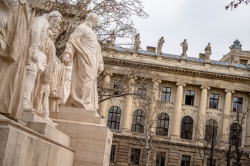the close-up on the typical bulding in Budapest, Hungary