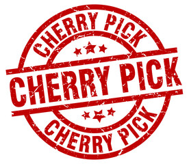 cherry pick round red grunge stamp