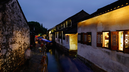 Chinese water town night scene