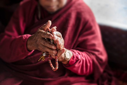 Buddhist Lama Holy Man Blessing Prayer Beads