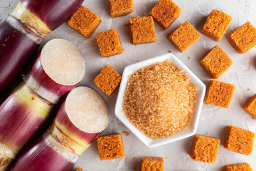 Sugarcane, and derivatives of brown sugar and panela from Colombia