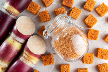 Sugarcane, and derivatives of brown sugar and panela from Colombia
