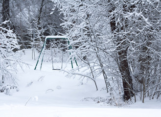 Winter snowy forest near Moscow