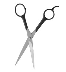 New scissors on white background. Professional hairdresser tool