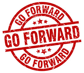 go forward round red grunge stamp