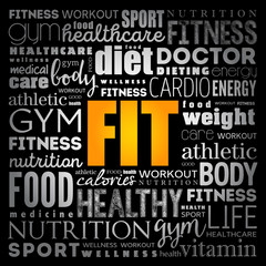 Obraz premium FIT word cloud collage background, sport concept