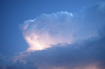 Fototapeta na wymiar Lightnings in storm clouds