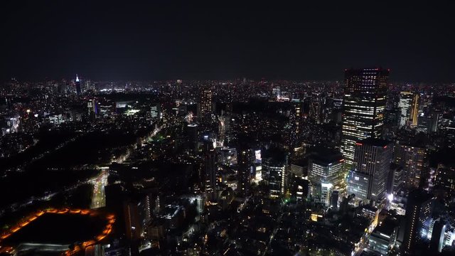 Aerial view of Tokyo city at night, Japan