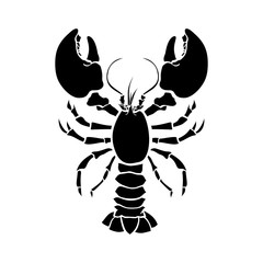 Lobster, crustacean silhouette vector drawing. Crayfish hand drawn illustration. Seafood restaurant delicacy minimalistic pictogram. Sealife, underwater biology isolated design element