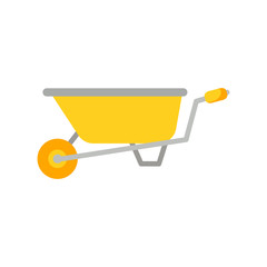 Wheelbarrow vector icon isolated on white background. Garden tool in cartoon style