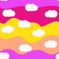 Clouds bright colors seamless pattern vector