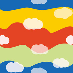 Clouds bright colors seamless pattern vector