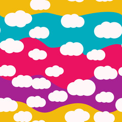 Clouds bright colors seamless pattern vector