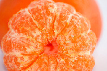 Tangerine macro, juicy ripe sweet tangerine slices close-up