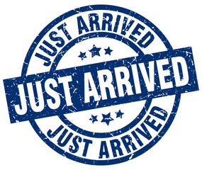 just arrived blue round grunge stamp