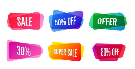 trendy sale gradient banners, flat vector illustration