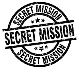 secret mission round grunge black stamp