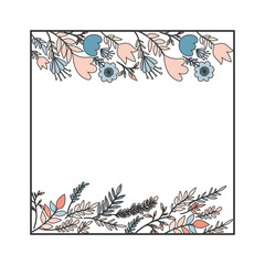 Fototapeta premium frame with flowers and leafs icon