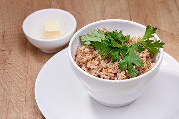 Bowl of tasty buckwheat porridge