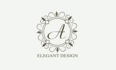 An elegant flower monogram with a letter. Elegant logo for menu design, labels, restaurant, hotel, heraldry, jewelry, boutique. Vector illustration.