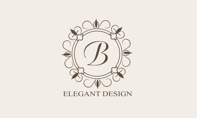 An elegant flower monogram with a letter. Elegant logo for menu design, labels, restaurant, hotel,...