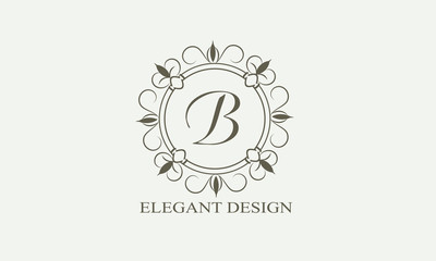An elegant flower monogram with a letter. Elegant logo for menu design, labels, restaurant, hotel, heraldry, jewelry, boutique. Vector illustration.