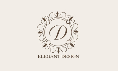 An elegant flower monogram with a letter. Elegant logo for menu design, labels, restaurant, hotel, heraldry, jewelry, boutique. Vector illustration.