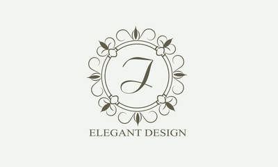 An elegant flower monogram with a letter. Elegant logo for menu design, labels, restaurant, hotel, heraldry, jewelry, boutique. Vector illustration.