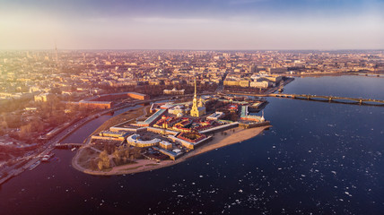 saint petersburg peter and paul fortress aerial view