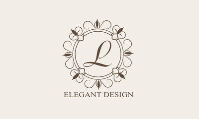 An elegant flower monogram with a letter. Elegant logo for menu design, labels, restaurant, hotel, heraldry, jewelry, boutique. Vector illustration.