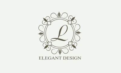 An elegant flower monogram with a letter. Elegant logo for menu design, labels, restaurant, hotel, heraldry, jewelry, boutique. Vector illustration.