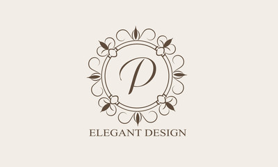An elegant flower monogram with a letter. Elegant logo for menu design, labels, restaurant, hotel, heraldry, jewelry, boutique. Vector illustration.