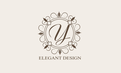 An elegant flower monogram with a letter. Elegant logo for menu design, labels, restaurant, hotel, heraldry, jewelry, boutique. Vector illustration.