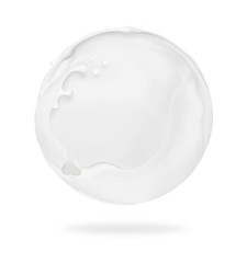 Splashes of milk in spherical shape, isolated on a white background