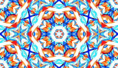 Abstract seamless pattern with kaleidoscope. Bright saturated colors for your design. - 261114790