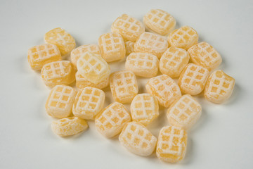 flat lay Typical Dutch butter candy called Botersnoepje