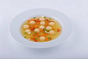 vegetable soup on a white table