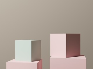 Cubes on a light background - 3d illustration. Abstract composition of geometric objects for the design of presentations of goods, advertising.