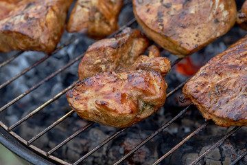 BBQ Chicken on Grill.