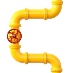 Yellow gas pipe. Fuel and energy industrial concept. 
