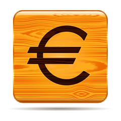 Wooden button Euro Vector Illustration