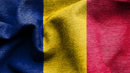 High resolution Chad flag flowing with texture fabric detail