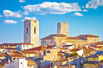 Historic French riviera old town of Antibes seafront and rooftops view