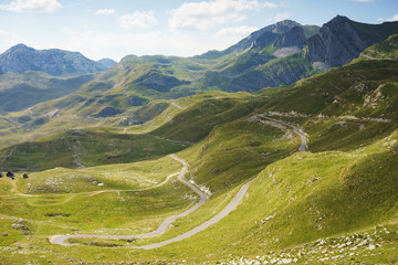 Journey in mountains of the National Nature Park Durmitor in Montenegro. 