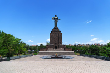 Mother Armenia statue in Victory Park , Yerevan, Armenia. The Mother Armenia statue symbolizes peace through strength.