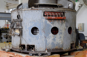 Engines of water pumps at a water pumping station. Pumping irrig