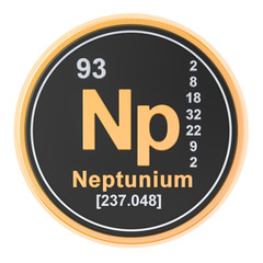 Neptunium Np chemical element. 3D rendering
