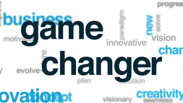 Game changer animated word cloud. Kinetic typography.