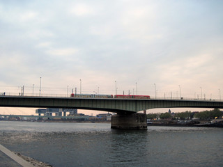 Fototapeta na wymiar Trams on the bridge