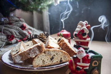 christmas cake and decorations